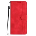 For Samsung Galaxy M33 5G Global Heart Pattern Skin Feel Leather Phone Case(Red)