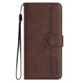 For Samsung Galaxy Note20 Ultra Heart Pattern Skin Feel Leather Phone Case(Brown)