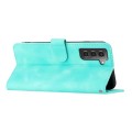 For Samsung Galaxy S21 5G Heart Pattern Skin Feel Leather Phone Case(Light Blue)