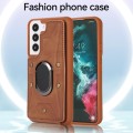 For Samsung Galaxy S22+ 5G Armor Ring Wallet Back Cover Phone Case(Brown)