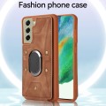 For Samsung Galaxy S21 5G Armor Ring Wallet Back Cover Phone Case(Brown)