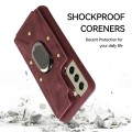 For Samsung Galaxy S21+ 5G Armor Ring Wallet Back Cover Phone Case(Wine Red)