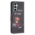For Samsung Galaxy M14 5G Colored Drawing Pattern Leather Phone Case(Bear)