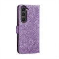 For Samsung Galaxy S23 5G Lace Flower Embossing Flip Leather Phone Case(Purple)