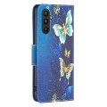 For Samsung Galaxy A24 4G Colored Drawing Leather Phone Case(Gold Butterfly)
