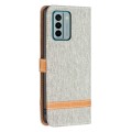 For Nokia G22 Color Block Denim Texture Leather Phone Case(Grey)