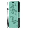 For Samsung Galaxy A24 4G Two Butterflies Embossing Leather Phone Case(Green)