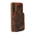 For Samsung Galaxy S23+ 5G Zipper Card Bag Back Cover Phone Case(Brown)