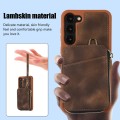 For Samsung Galaxy S23+ 5G Zipper Card Bag Back Cover Phone Case(Brown)