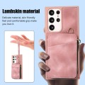 For Samsung Galaxy S23 Ultra 5G Zipper Card Bag Back Cover Phone Case(Pink)