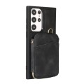 For Samsung Galaxy S23 Ultra 5G Zipper Card Bag Back Cover Phone Case(Black)