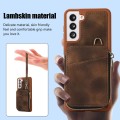 For Samsung Galaxy S22+ 5G Zipper Card Bag Back Cover Phone Case(Brown)