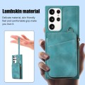 For Samsung Galaxy S22 Ultra 5G Zipper Card Bag Back Cover Phone Case(Turquoise)