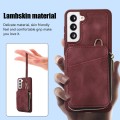 For Samsung Galaxy S21 5G Zipper Card Bag Back Cover Phone Case(Wine Red)