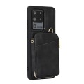 For Samsung Galaxy S20 Ultra Zipper Card Bag Back Cover Phone Case(Black)