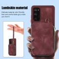For Samsung Galaxy S20 FE Zipper Card Bag Back Cover Phone Case(Wine Red)