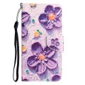 For Xiaomi Redmi 12C Colored Drawing Leather Phone Case(Purple Flower)