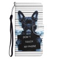 For Samsung Galaxy A24 4G Colored Drawing Leather Phone Case(Black Dog)