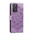 For Samsung Galaxy A24 5G Sun Mandala Embossing Pattern Phone Leather Case(Purple)