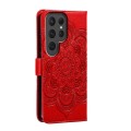 For Samsung Galaxy S23 Ultra 5G Sun Mandala Embossing Pattern Phone Leather Case(Red)