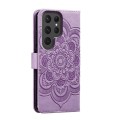 For Samsung Galaxy S23 Ultra 5G Sun Mandala Embossing Pattern Phone Leather Case(Purple)