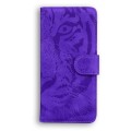 For Samsung Galaxy A24 4G Tiger Embossing Pattern Flip Leather Phone Case(Purple)