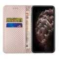 For Samsung Galaxy A24 4G Carbon Fiber Texture Magnetic Flip Leather Phone Case(Rose Gold)