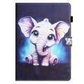 For Samsung Galaxy Tab A 10.1 2019 T510/T515 Coloured Drawing Stitching Leather Tablet Case(Elephant