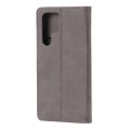 For Samsung Galaxy S23 Ultra 5G Embossed Happy Cat Pattern Flip Leather Phone Case(Grey)