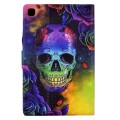 For Samsung Galaxy Tab S6 Lite P610 Coloured Drawing Smart Leather Tablet Case(Skull)