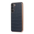For Samsung Galaxy S23+ 5G Crocodile Texture Genuine Leather Electroplating Phone Case(Blue)