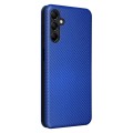 For Samsung Galaxy M14 5G Global Carbon Fiber Texture Flip Leather Phone Case(Blue)