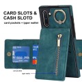 For Samsung Galaxy Note10 Retro Ring and Zipper RFID Card Slot Phone Case(Blue)