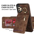 For Samsung Galaxy A13 4G / 5G Retro Ring and Zipper RFID Card Slot Phone Case(Brown)