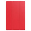 For Teclast M40 Plus Custer Pure Color 3-Fold Holder Leather Tablet Case(Red)