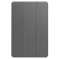 For Teclast M40 Plus Custer Pure Color 3-Fold Holder Leather Tablet Case(Grey)