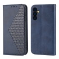 For Samsung Galaxy M14 5G Global Cubic Grid Calf Texture Magnetic Leather Phone Case(Blue)
