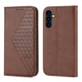 For Samsung Galaxy A24 4G Global Cubic Grid Calf Texture Magnetic Leather Phone Case(Brown)