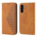 For Samsung Galaxy A24 4G Global Cubic Grid Calf Texture Magnetic Leather Phone Case(Yellow)