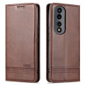 For Honor 90 AZNS Magnetic Calf Texture Flip Leather Phone Case(Dark Brown)