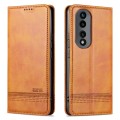 For Honor 90 AZNS Magnetic Calf Texture Flip Leather Phone Case(Light Brown)