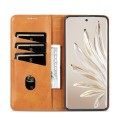 For Honor 90 AZNS Magnetic Calf Texture Flip Leather Phone Case(Light Brown)