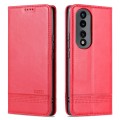 For Honor 90 AZNS Magnetic Calf Texture Flip Leather Phone Case(Red)