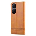 For Honor Play 50 Plus AZNS Magnetic Calf Texture Flip Leather Phone Case(Light Brown)