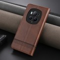 For Honor Magic6 Pro AZNS Magnetic Calf Texture Flip Leather Phone Case(Dark Brown)