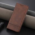 For Honor Magic6 AZNS Magnetic Calf Texture Flip Leather Phone Case(Dark Brown)
