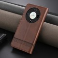 For Honor Magic6 Lite 5G/X9b AZNS Magnetic Calf Texture Flip Leather Phone Case(Dark Brown)