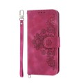 For Xiaomi Redmi Note 12 4G Global Skin-feel Flowers Embossed Wallet Leather Phone Case(Wine Red)