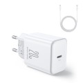 JOYROOM TCF06 Flash Series 20W USB-C/Type-C Single Port Charger Set, Specification:EU Plug(White)