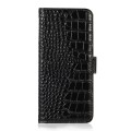 For Motorola Moto G04 / G24 Crocodile Top Layer Cowhide Leather Phone Case(Black)